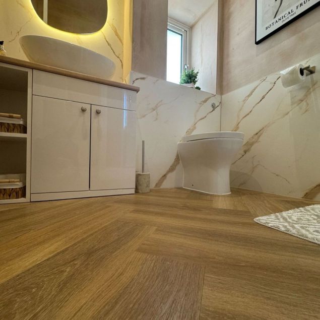 Karndean Van Gogh Herringbone Warm Brushed Oak - Bathroom